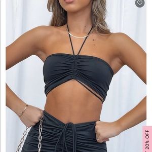 White Fox Black Skirt Set